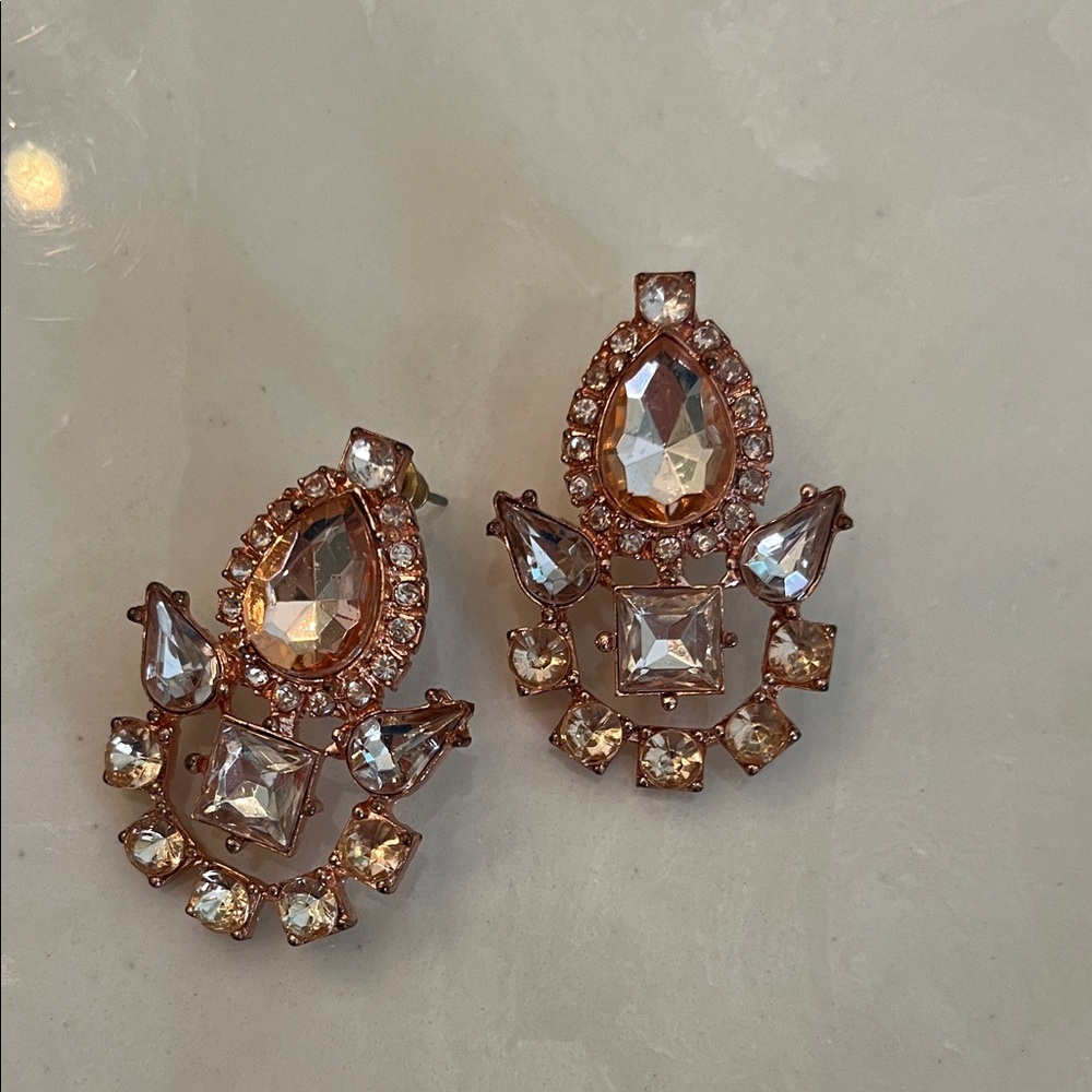 BaubleBar Elegant Pewter & Rose-Gold Crystal Drop Earrings